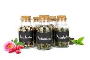 12 Gewürzgläser mit Korkverschluss 280ml mit Etiketten Gewürzdosen Vorratsgläser - Bild 1 von 5