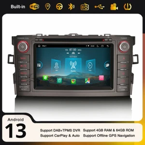 8-Cœurs Android 14 DAB+ Autoradio 64Go Navi CarPlay CD 4G Toyota Auris 2007-2012 - Imagen 1 de 24