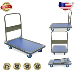 Heavy-Duty 600 lb Capacity Foldable Push Cart Dolly with 360° Swivel Wheels - Picture 1 of 10
