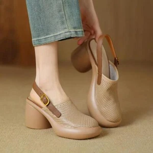 Mesh High Heels Women Sandals Mules Shoes Platform Slingback Slippers Summer - Picture 1 of 27