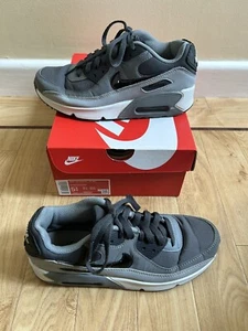 Boys Nike Air Max 90 Black & Dark Grey Trainers Size 5 EUR 38 VGC - Picture 1 of 5