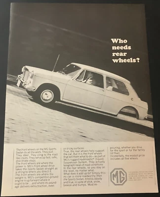 MG 1100 1965 sedán deportivo 2 puertas - anuncio impreso original vintage/arte de pared - limpio Foto 1 de 4