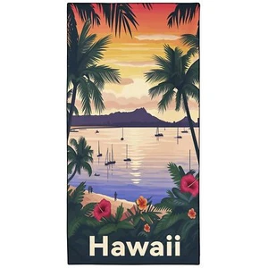 Sunset Palms Beach Towel Oversized 36"x72" Quick Dry Microfiber Towels Pool A... - Picture 1 of 6