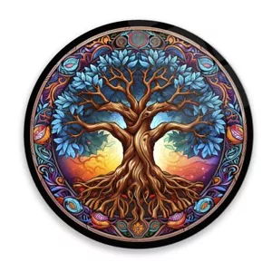 Flower Life of Tree Sun Tempered Glass Wall Art Decoration - Picture 1 of 6