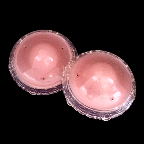 Vintage Pair of Pink Art Deco Glass Ceiling Light Fixture Cover Shades 10" EUC Cover