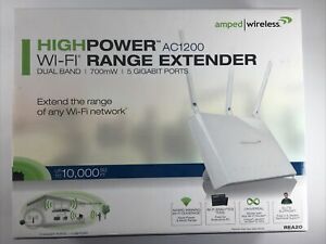 Amped Wireless HighPower AC1200 Wi-Fi Range Extender 700mW 5 GB ports NEW, Seale