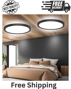 2 Pack 12 inch LED Flush Mount Ceiling Light Fixture, Day White 6000K Thin Round - Picture 1 of 7