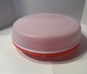 Tupperware Servier Party Tablett Behälter #1665-1 rot mit Klarsichtdeckel #1666D-1 - Bild 1 von 7