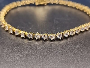 Bella Luce White CZ 5.96cwt 18K Yellow Gold Plated .925 Tennis 8" Bracelet JTV - Picture 1 of 6