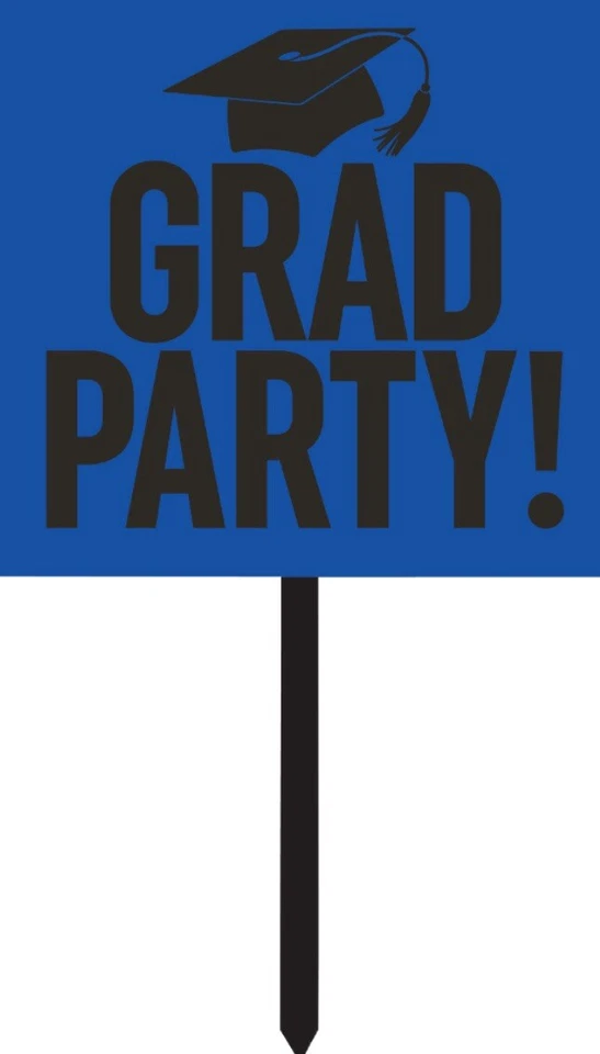 Royal Blue Grad Party Yard Sign 1ct 15in x 14.5in - Image 1 of 1