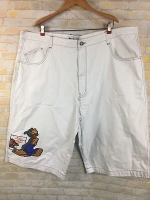 VTG Raw Blue ABR Men's Keep On Dog Indigo White Denim Blue Jean Shorts MJ22 - Image 1 of 4