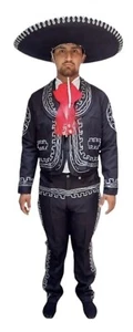 Traje Charro o Mariachi para hombre talla 36 negro/plateado - Imagen 1 de 8