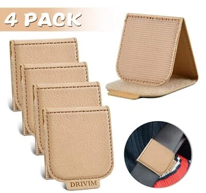 Car Seat Belt Adjuster 4 Pack Premium PU Leather Seatbelt Clip Comfort Universal - Picture 1 of 61