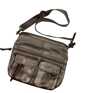 FOSSIL Brown Tan Leather Modern Cargo Crossbody Shoulder Bag Purse - Picture 1 of 13
