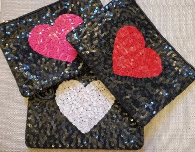 Bolso de San Valentín Corazón Lentejuelas Hecho a Mano con Asa Foto 1 de 3
