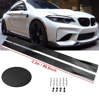 Carbon Fiber 86.6inch Side Skirt Extensions Rocker Panel For BMW E90 E92 E93 — 第 1/4 张图片