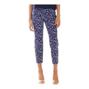 Lily Pulitzer Go Fish Blue & White Pants Ankle Cropped Women's Size 2 Low Rise - Bild 1 von 12