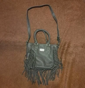 Trinity Ranch Brown Tooled Embossed Fringe Boho Shoulder Handbag Cowboy Purse - Picture 1 of 13