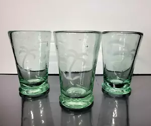 Set di 3 occhiali incisi palma, verde molto pesante, bellissimi - Foto 1 di 4