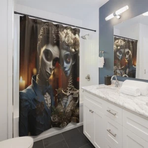 The Corpse Bride Halloween Shower Curtain | Tim Burton Movie Dimension 71" × 74" - Picture 1 of 3