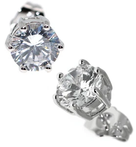 orecchini punto luce zircone bianco brillante rodio grande 18kgf uomo donna 8mm - Foto 1 di 1