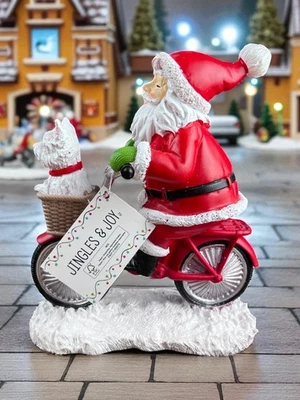 Jingles & Joy Santa on Bicycle with Dog Figurine Christmas Decor NEW - Image 1 of 4