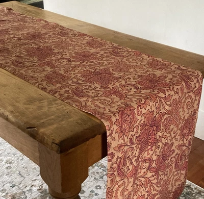 Pottery Barn Red / Orange Paisley Floral Table Runner ~ Fall Autumn Thanksgiving - Image 1 of 4