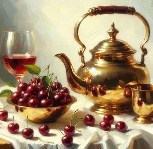 Art "Golden Gates"Original FloralStill Life Oil Painting Kitchen Home 12"×12 - Picture 1 of 1