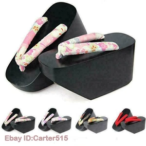 Women Maiko Geisha Kagamine Len Japanese Okobo Geta Clog Kimono Cosplay Shoes TQ - Picture 1 of 22