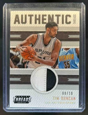 2015-16 Panini Threads Tim Duncan Authentic Patch Prime #/10 Spurs - Image 1 of 2