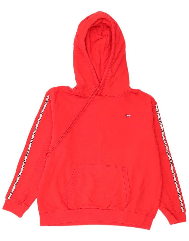 LEVI'S Mujer Gráfico Gran Tamaño Sudadera con Capucha Jersey Reino Unido 10 Pequeño Rojo Algodón AZ33 Foto 1 de 3