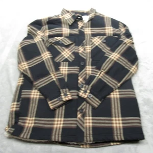 Empyre Flannel Jacket Men Medium Brown Plaid Sherpa Lined Button Thick Heavy - Picture 1 of 11