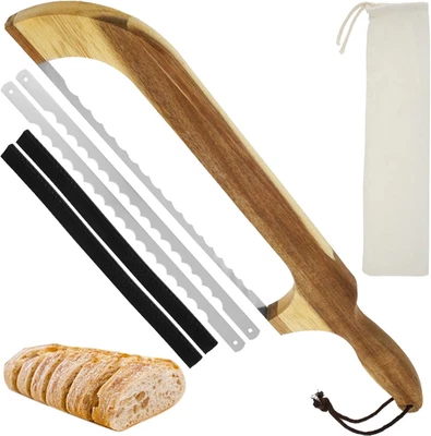 1PCS Bread Knife for Homemade Bread, Bread Bow Slicer 15.7" Ergonomic Wood Handl