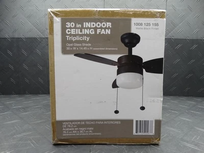 Triplicity 30 in. Indoor LED Matte Black Ceiling Fan with Light DB30TMB-LP - Image 1 of 4