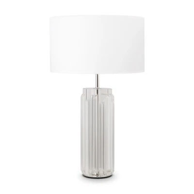 Lampada Da Tavolo Moderno Muse Metallo Cromo Paralume Tessuto 1 Luce E27 60W - Immagine 1 di 4