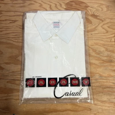 Vintage Arrow Button Up Shirt Mens 16 White 1960s Short Sleeve Deadstock - Image 1 of 4