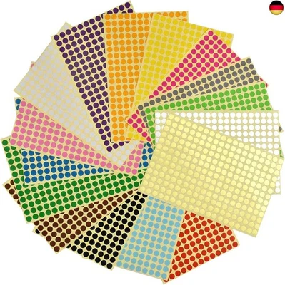 HQdeal 16 Blätter Runden Klebepunkte,Markierungspunkte 8mm Klebepunkte Bunt  - Bild 1 von 4