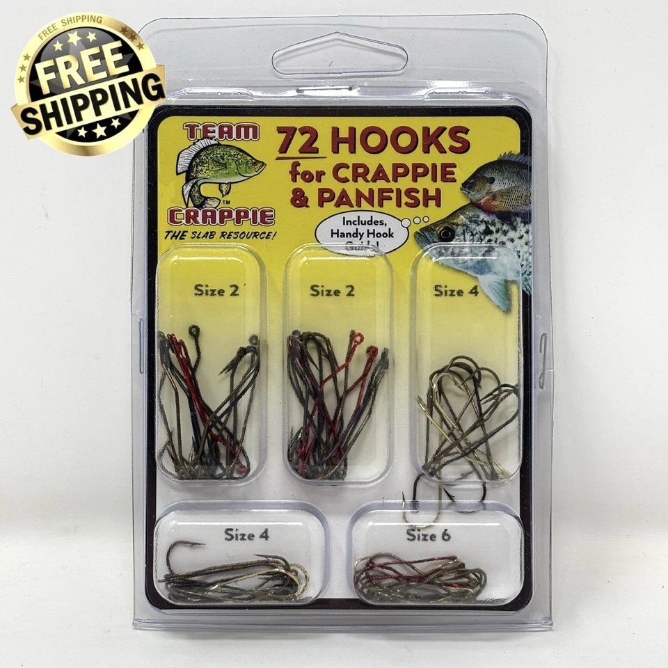 Команда краппи крюк набор 72 крючки краппи и Panfish красное золото бронза ассортимент новый - Изображение 1 из 2