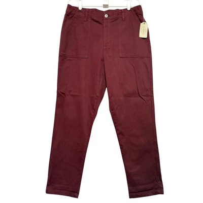 St. Johns Bay 女式弹性背部腰带弹力勃艮第裤子 16 码全新带标签 — 第 1/4 张图片