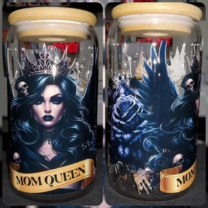 Gothic Mama Trinkglas mit Bambusdeckel und Glastrinkhalm - Bild 1 von 1
