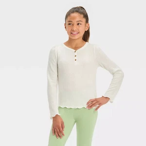 Girls' Cozy Waffle Sweater - Cat & Jack - Picture 1 of 7