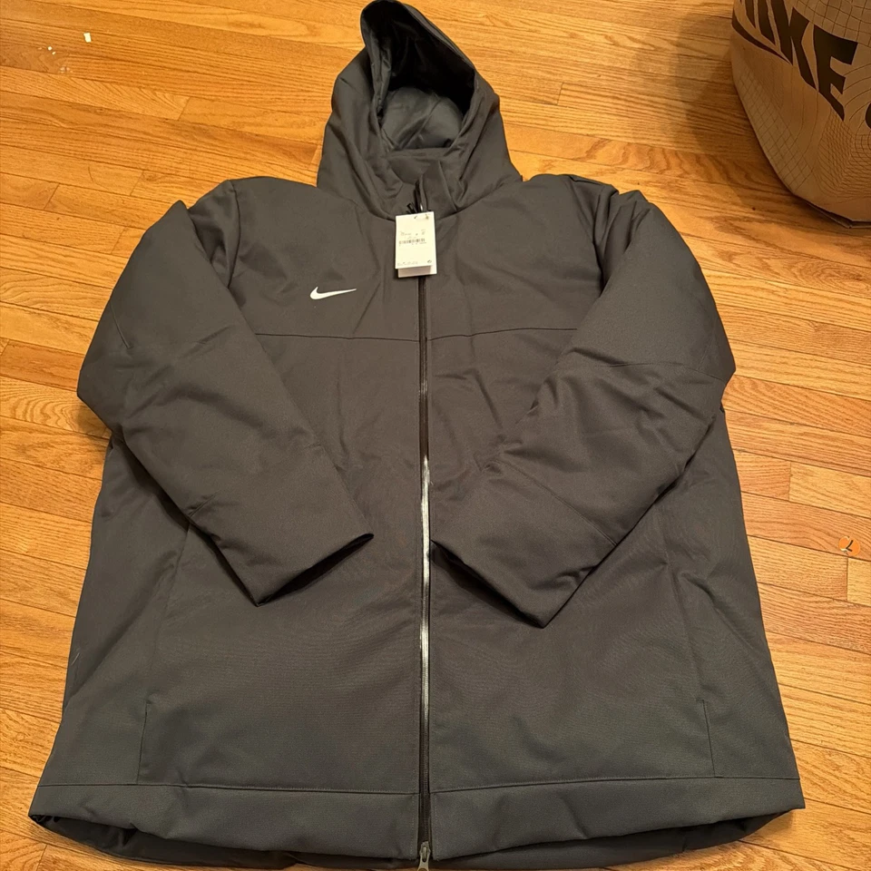 Abrigo de invierno parka con capucha Nike 550 gris oscuro para hombre talla 3XL emitido por el equipo PE Foto 1 de 4