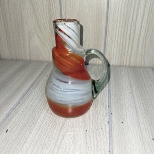 Mini brocca vintage vetro artistico soffiato a mano ambra vortice 5" MCM arte d'epoca - Foto 1 di 6