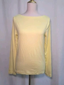 NWT GAP Size L Lemon Yellow Long Sleeve Boat Neck T-Shirt Top Cotton Modal - Picture 1 of 9