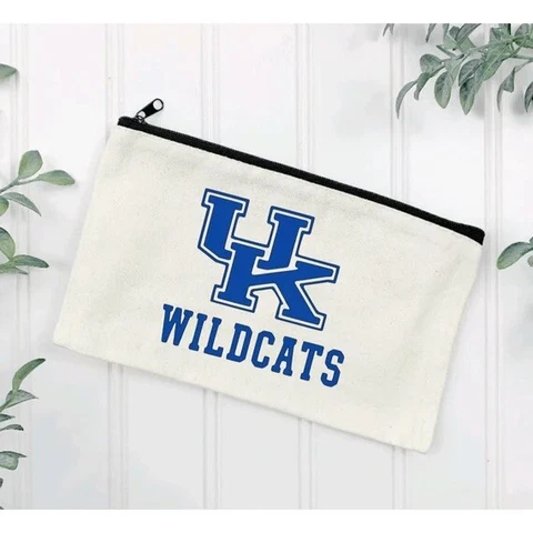 University Of Kentucky Wildcats Canvas Zip Travel Bag Pencil Case Makeup Pouch Cover