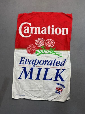 Toalla de té vintage clavel leche evaporada leche británica publicidad Foto 1 de 4
