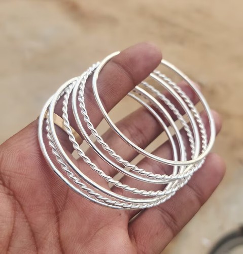 VALENTINO Set 7 Bracciale Argento Sterling 925 Spessore Argento Pesante Braccialetto Impilabile A 14