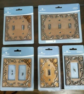 Brainerd French Lace Sponged Copper Multiple Gang Toggle Standard Wall Plates - Picture 1 of 26
