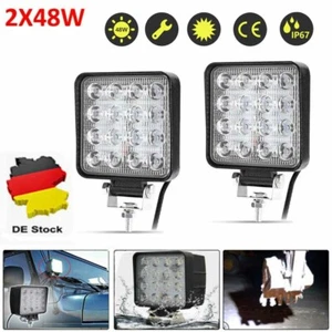 LED Arbeitsscheinwerfer KFZ 2X 48W 12V 24V Auto Strahler Traktor Scheinwerfer - Imagen 1 de 12