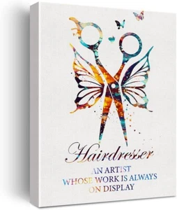 Hairdresser Watercolor 40x50cm Stretched Inspiration Canvas Wall Art Print - Bild 1 von 3